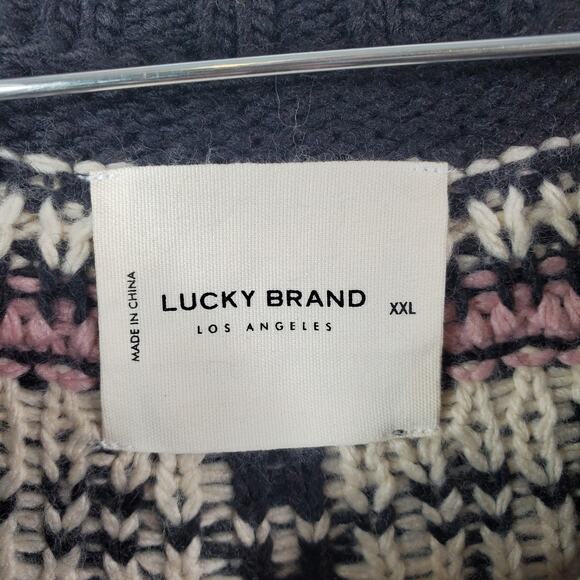 Lucky Brand Fair Isle Nordic Pullover Sweater Women’s Sz XXL Black Multicolored - Picture 6 of 9